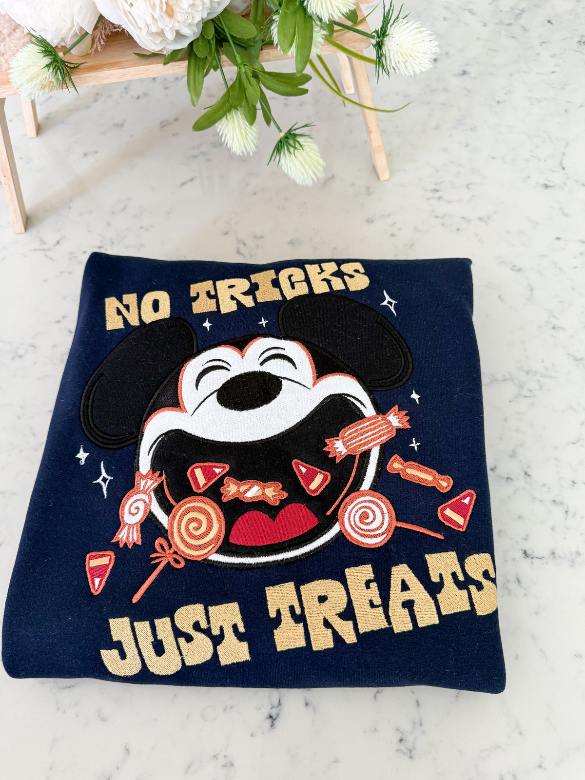 NO TREATS APPLIQUE AND EMBROIDERY