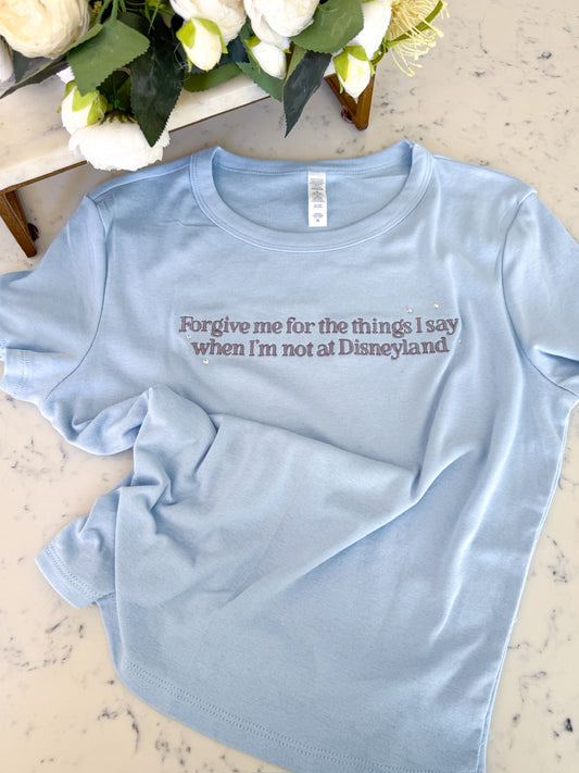 FORGIVE ME EMBROIDERED BABY TEE W/ BLING