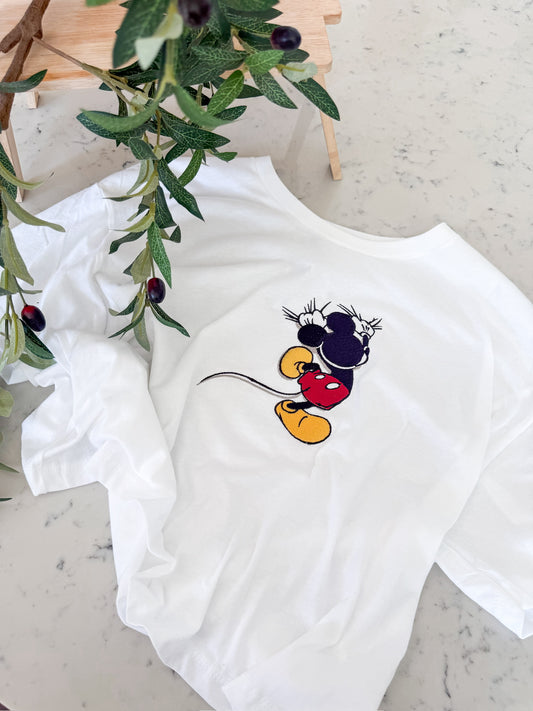 CLIMBING MOUSE EMBROIDERED BOXY TEE