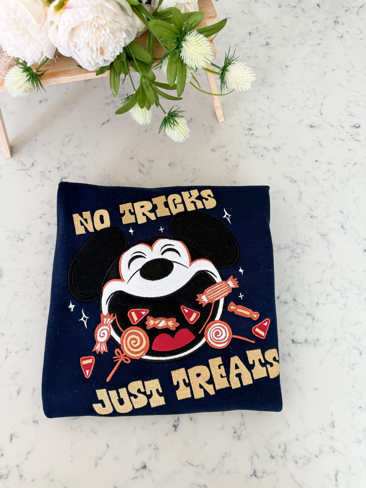 NO TREATS APPLIQUE AND EMBROIDERY