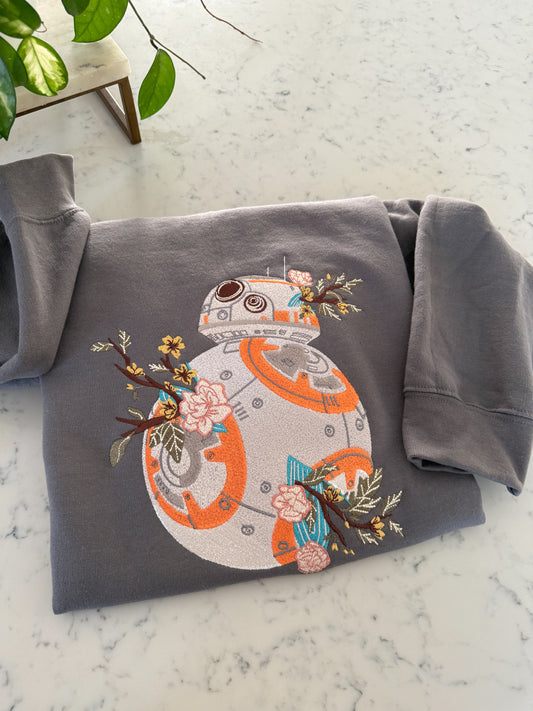 ROBOT AND FLOWERS EMBROIDERY